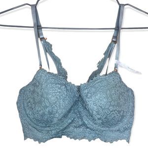 Aerie NWT Blue Floral Lace Real Power Balconette Underwire Bra Size 32C